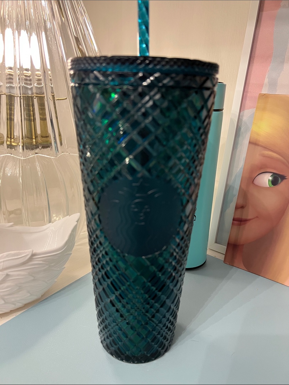 Starbucks Teal Textured Tumbler with Matching Straw